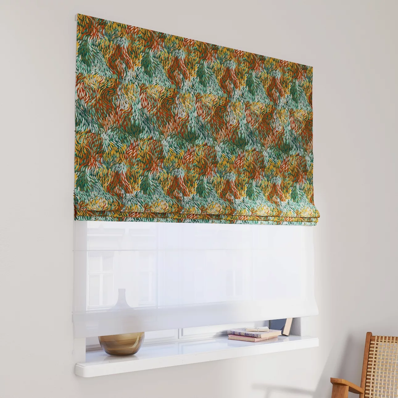 Dekoria Doppelraffrollo Duo, grün- orange, 110 x 150 cm günstig online kaufen
