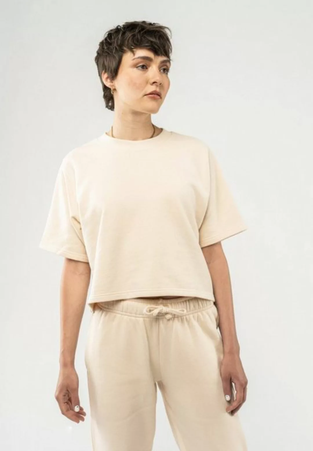 Damen French Terry Cropped T-shirt Deepali - Fairtrade Cotton & Gots Zertif günstig online kaufen