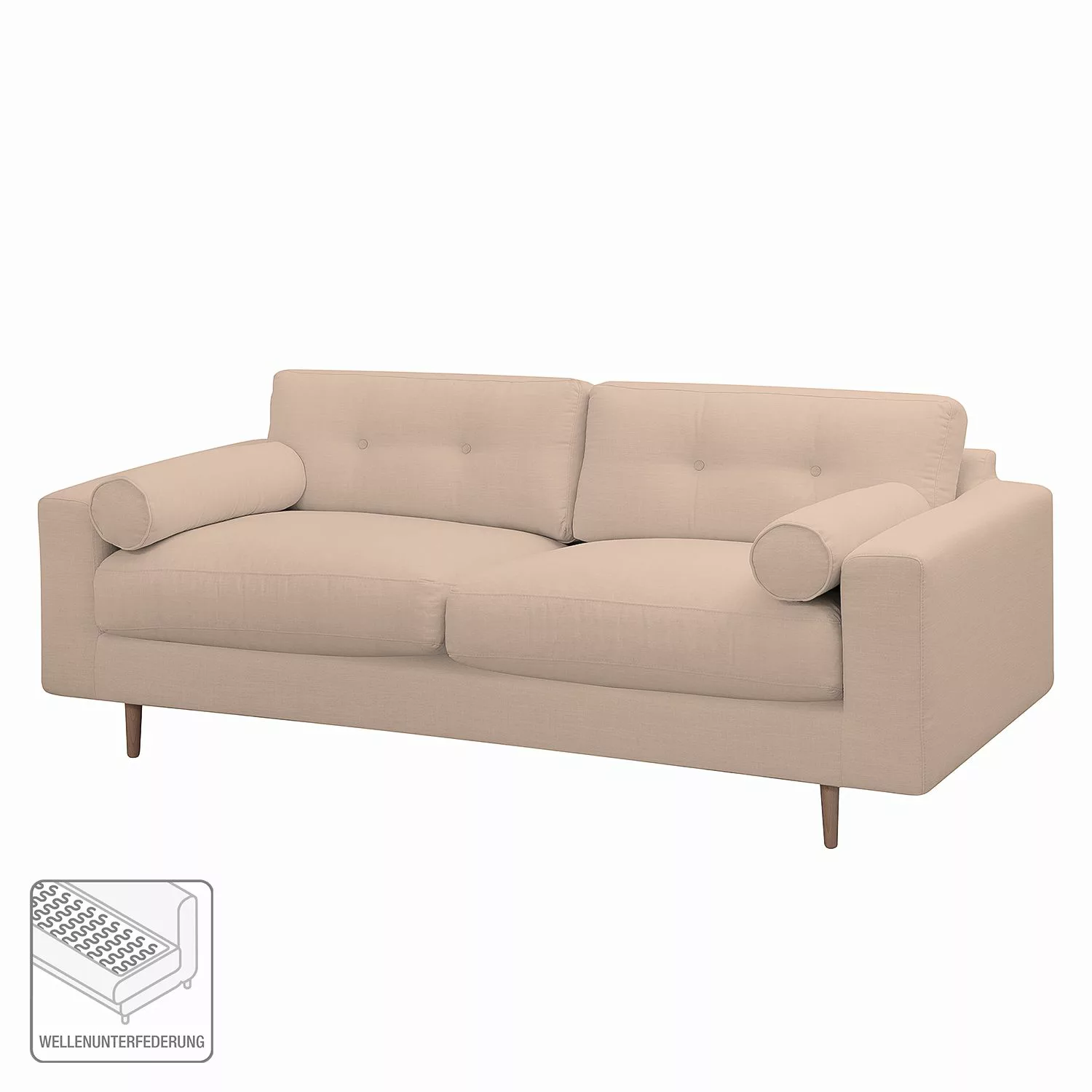 home24 Studio Copenhagen Sofa Marlon 3-Sitzer Rose Webstoff 214x80x90 cm günstig online kaufen