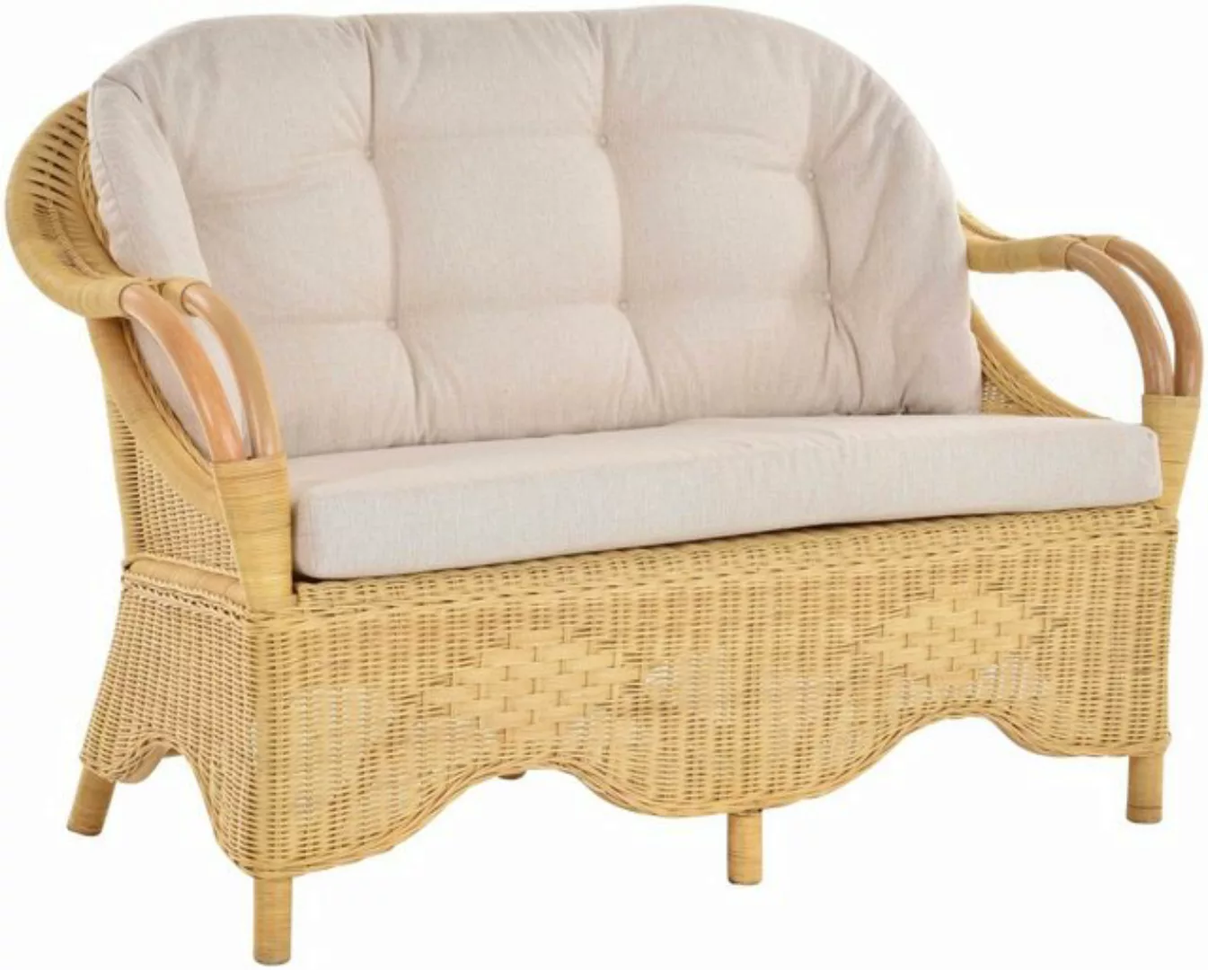 Krines Home Loungesofa Rattansofa 2-Sitzer-Sofa Wintergarten Natur Rattan C günstig online kaufen