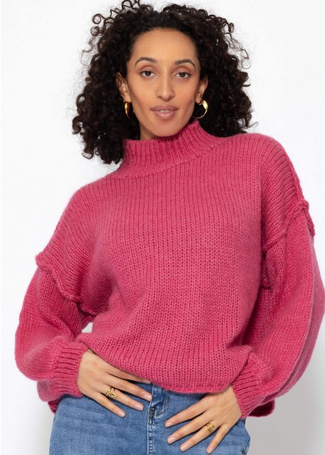 SASSYCLASSY Strickpullover Rollkragenpullover Damen mit Ziernähten Elegant günstig online kaufen