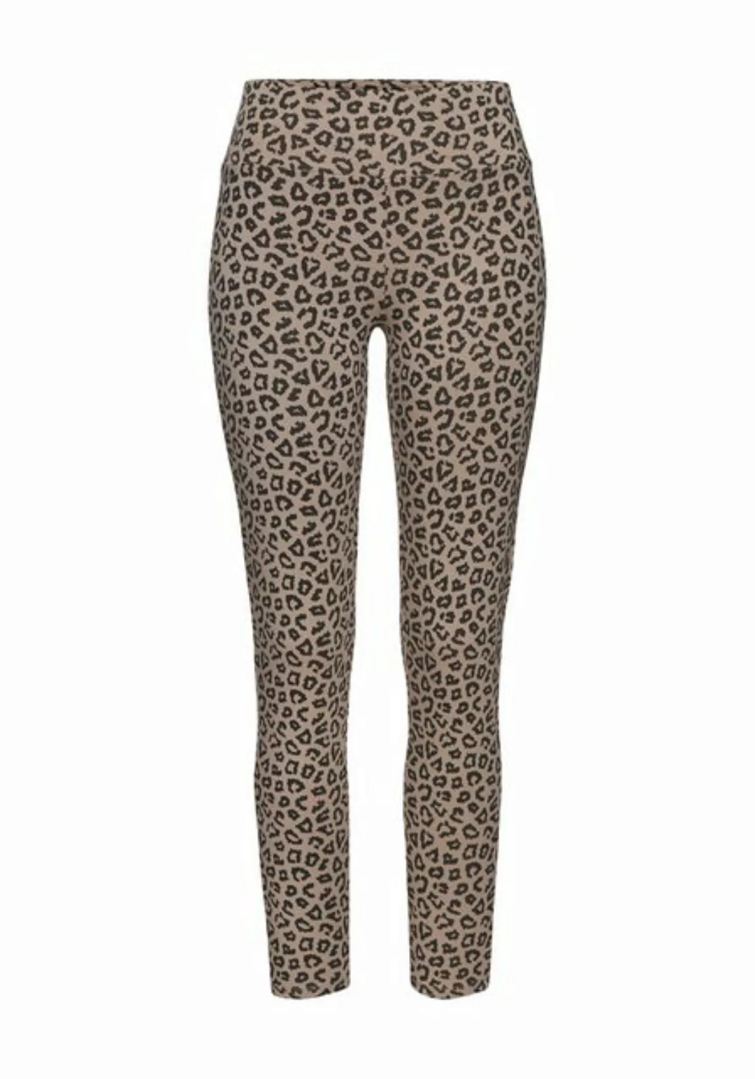 LASCANA Leggings Sweatleggings mit breitem Bündchen im Leo-Print, Loungewea günstig online kaufen