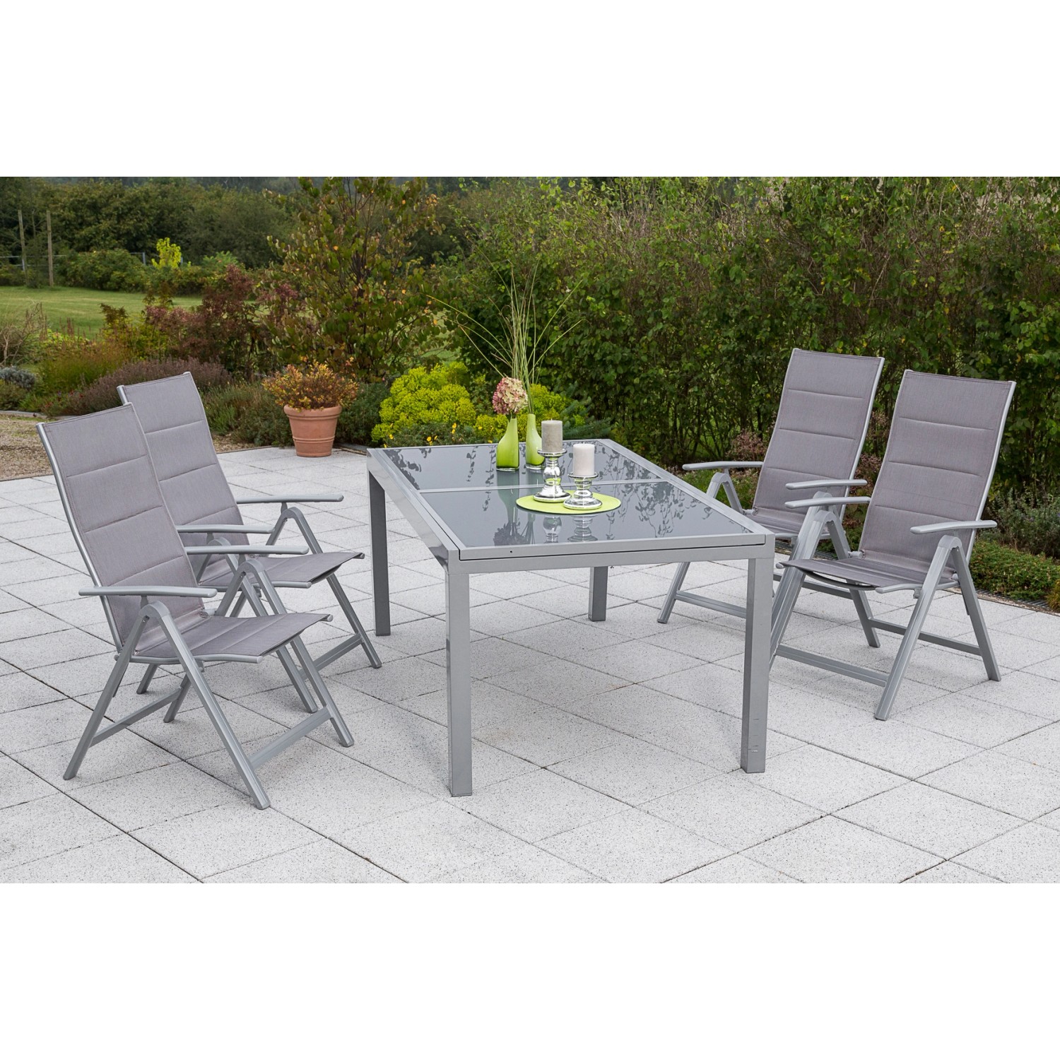 Merxx Taviano Set 5-tlg. 4 Klappsessel Gartentisch Ausziehbar 160 (220) x 9 günstig online kaufen