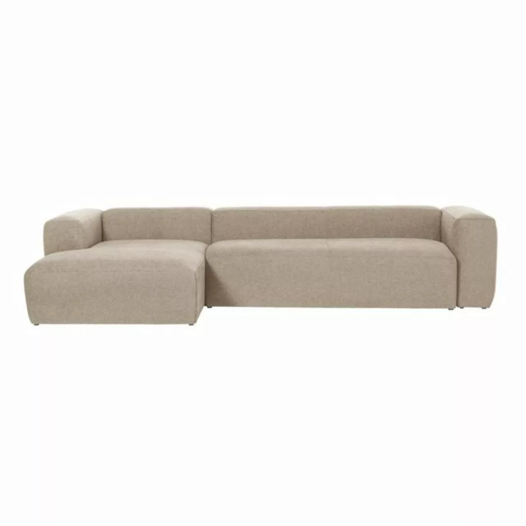 Natur24 Sofa Sofa Blok 3-Sitzer mit Longchair links beige 330cm Couch günstig online kaufen