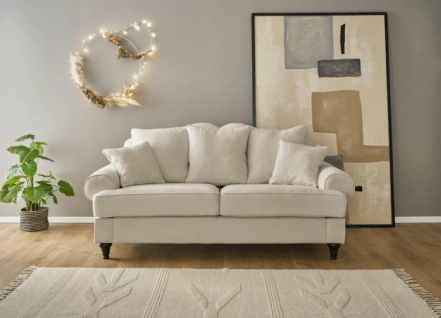 Design-Wohngalerie Sofa Couch Carmen 2 Sitzer - Mikrofaserstoff Lichtgrau günstig online kaufen