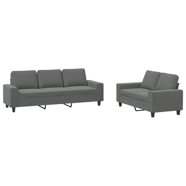 vidaXL Sofa Sofagarnitur Set mit Kissen Stoff, 2-tlg., Dunkelgrau günstig online kaufen