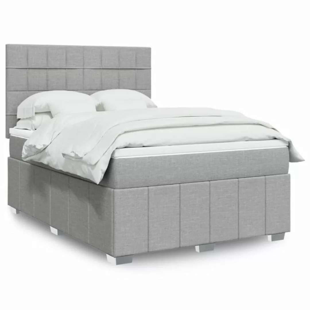 vidaXL Boxspringbett, Boxspringbett mit Matratze Hellgrau 140x190 cm Stoff günstig online kaufen