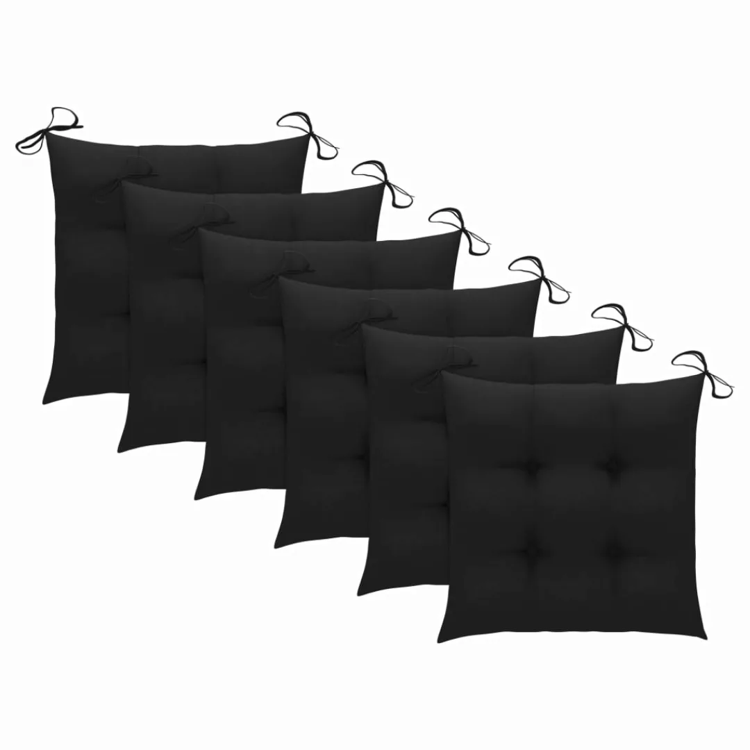 Stuhlkissen 6 Stk. Schwarz 50x50x7 Cm Stoff günstig online kaufen