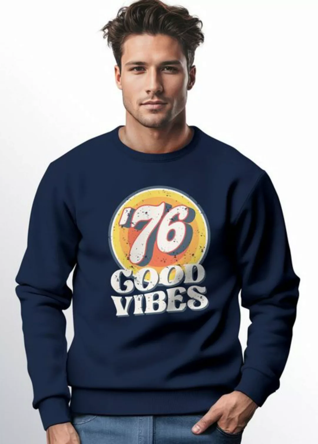 Neverless Sweatshirt Sweatshirt Herren Aufdruck Print Good Vibes Retro Vint günstig online kaufen
