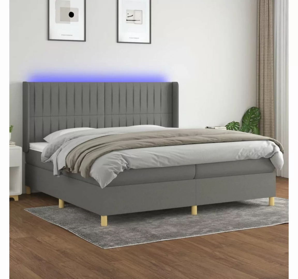 vidaXL Boxspringbett Boxspringbett mit Matratze LED Dunkelgrau 200x200 cm S günstig online kaufen