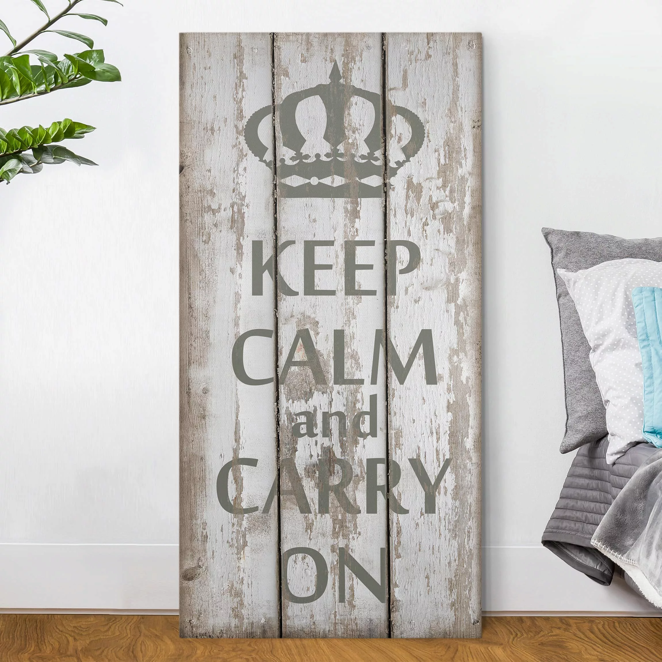 Leinwandbild Spruch - Hochformat Keep Calm and carry on günstig online kaufen