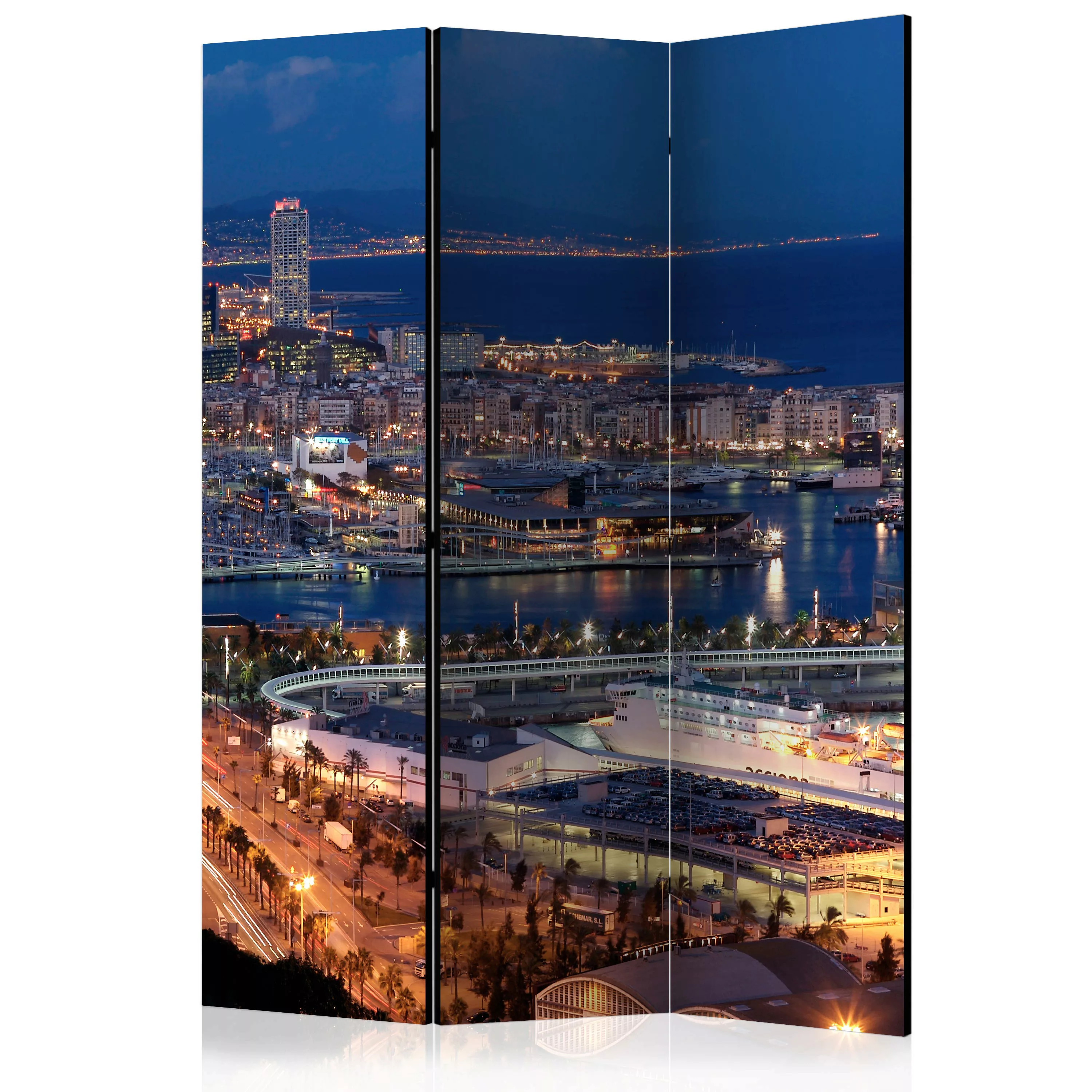 3-teiliges Paravent - Illuminated Barcelona [room Dividers] günstig online kaufen