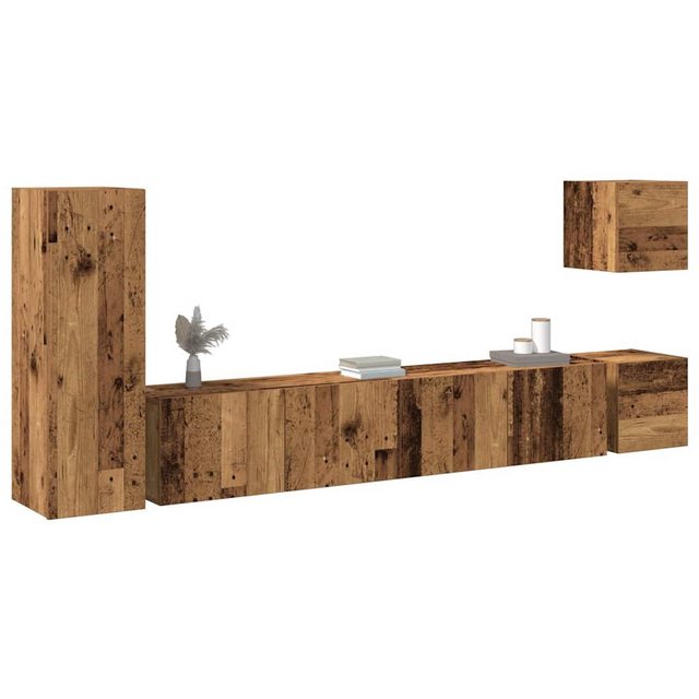 vidaXL Schrankmodule 5-tlg. TV-Schrank-Set Wandmontage Artisan-Eiche Holzwe günstig online kaufen