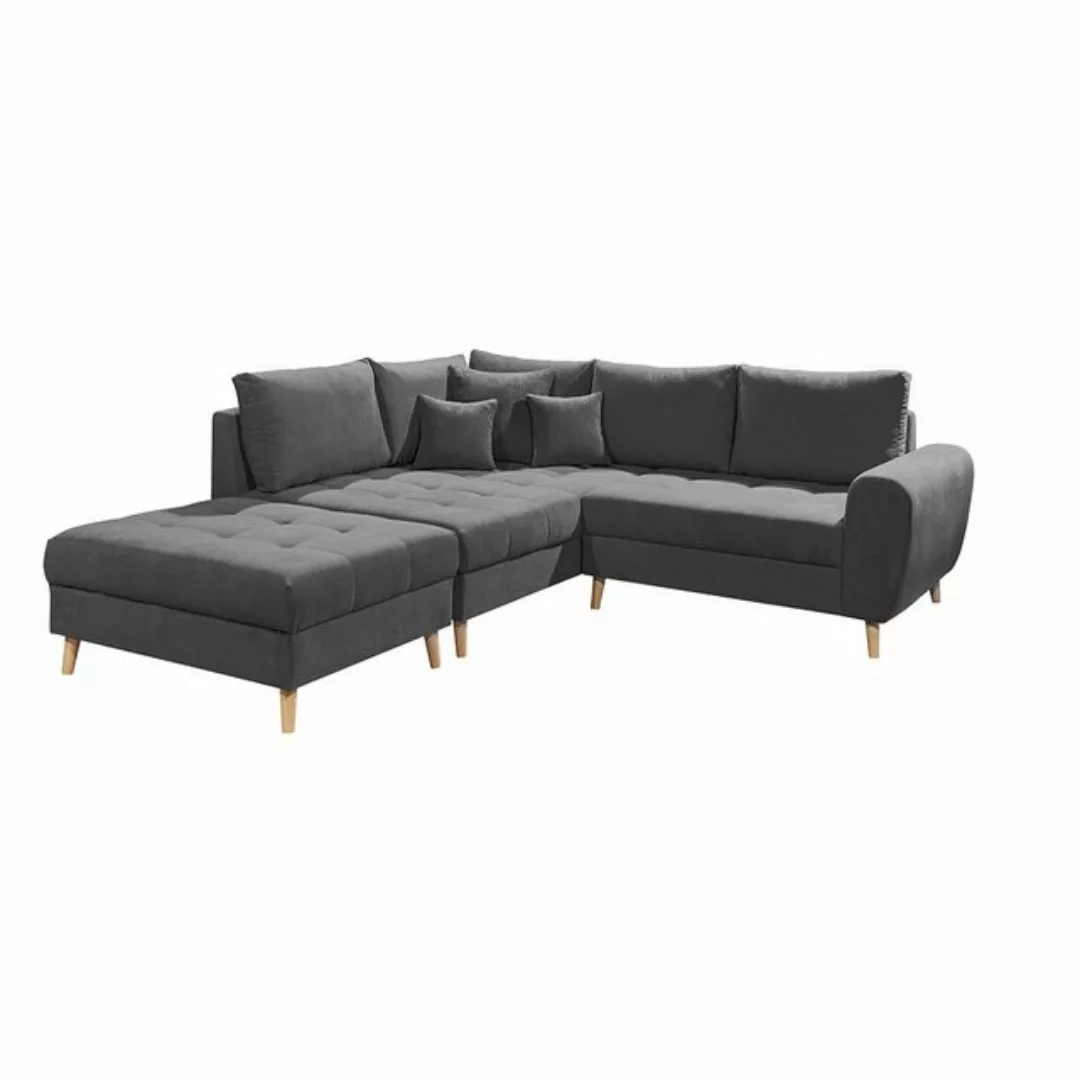 Lomadox Ecksofa AREZZO-09, anthrazit Polstergarnitur inkl. Kissen 249x94x17 günstig online kaufen