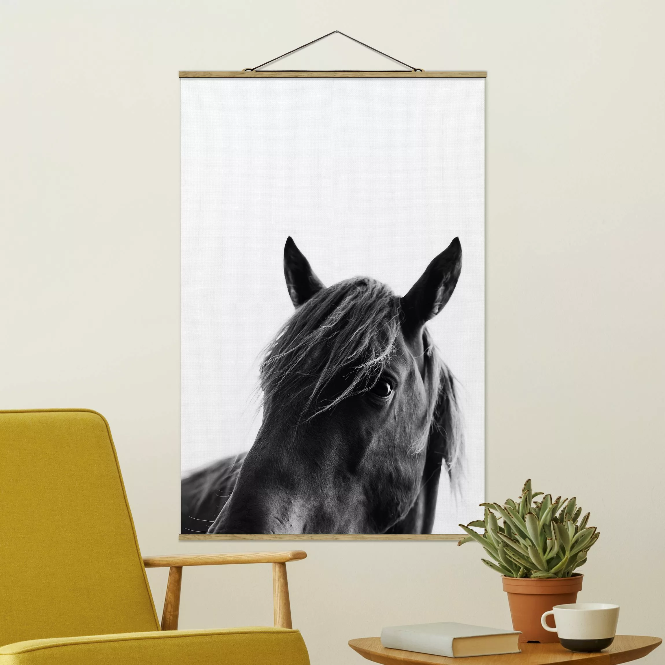 Stoffbild mit Posterleisten Neugieriges Pferd günstig online kaufen