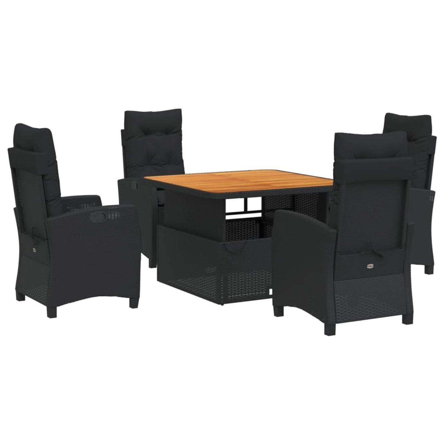 vidaXL 5-Tlg Garten-Essgruppe mit Kissen Schwarz Poly Rattan 3277389 günstig online kaufen