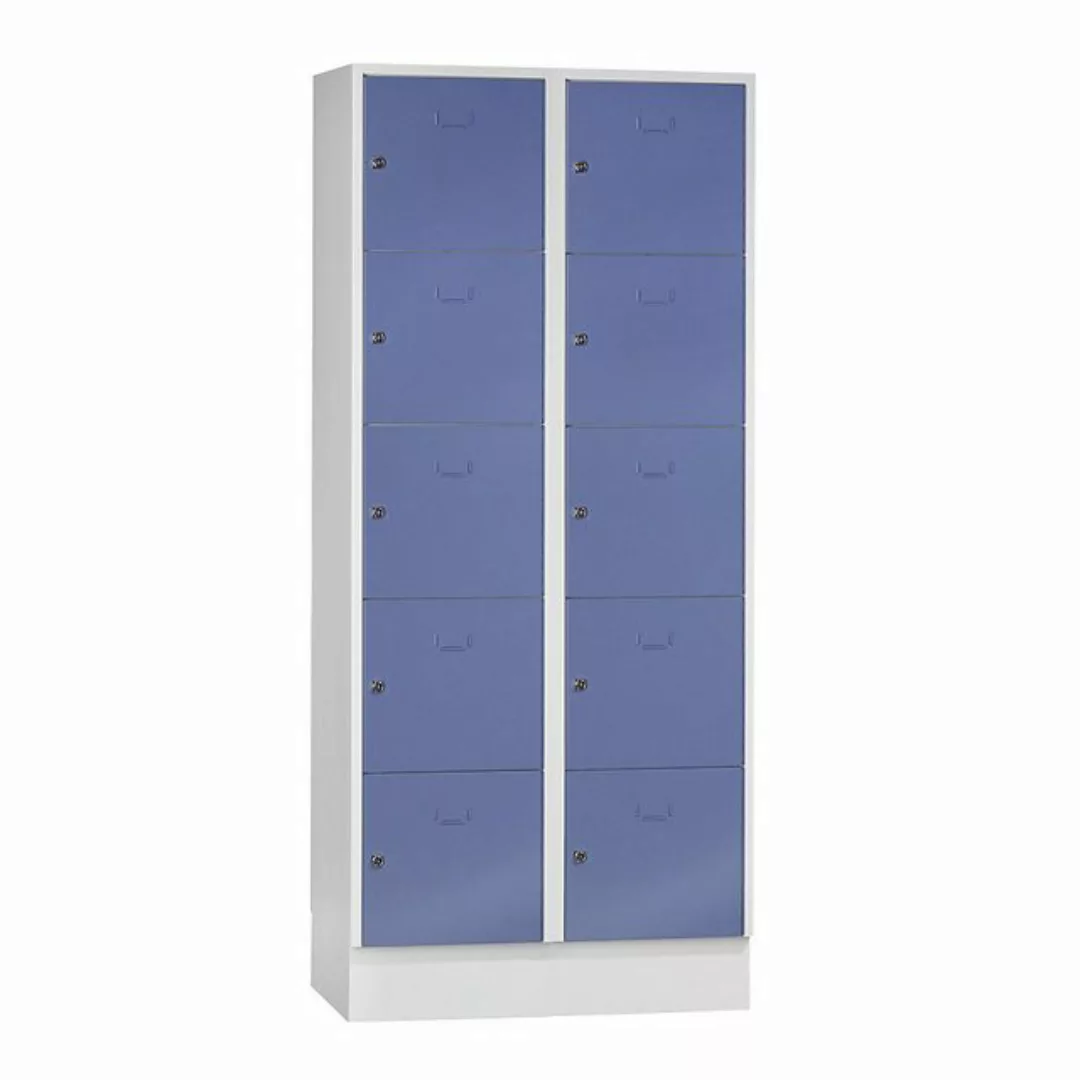 WOLF Garderobenschrank B: 800 mm x T: 500 mm x H: 1850 mm taußenblau günstig online kaufen