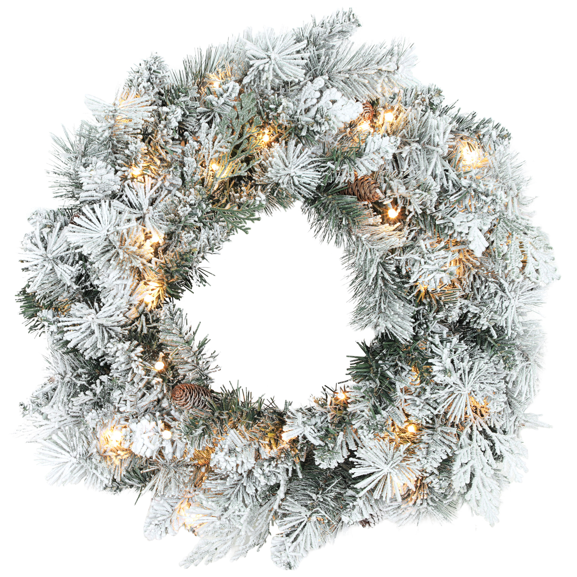 HOMCOM Tannenkranz Weihnachtskranz mit LED-Lichterkette, Tannenzapfen, Türk günstig online kaufen