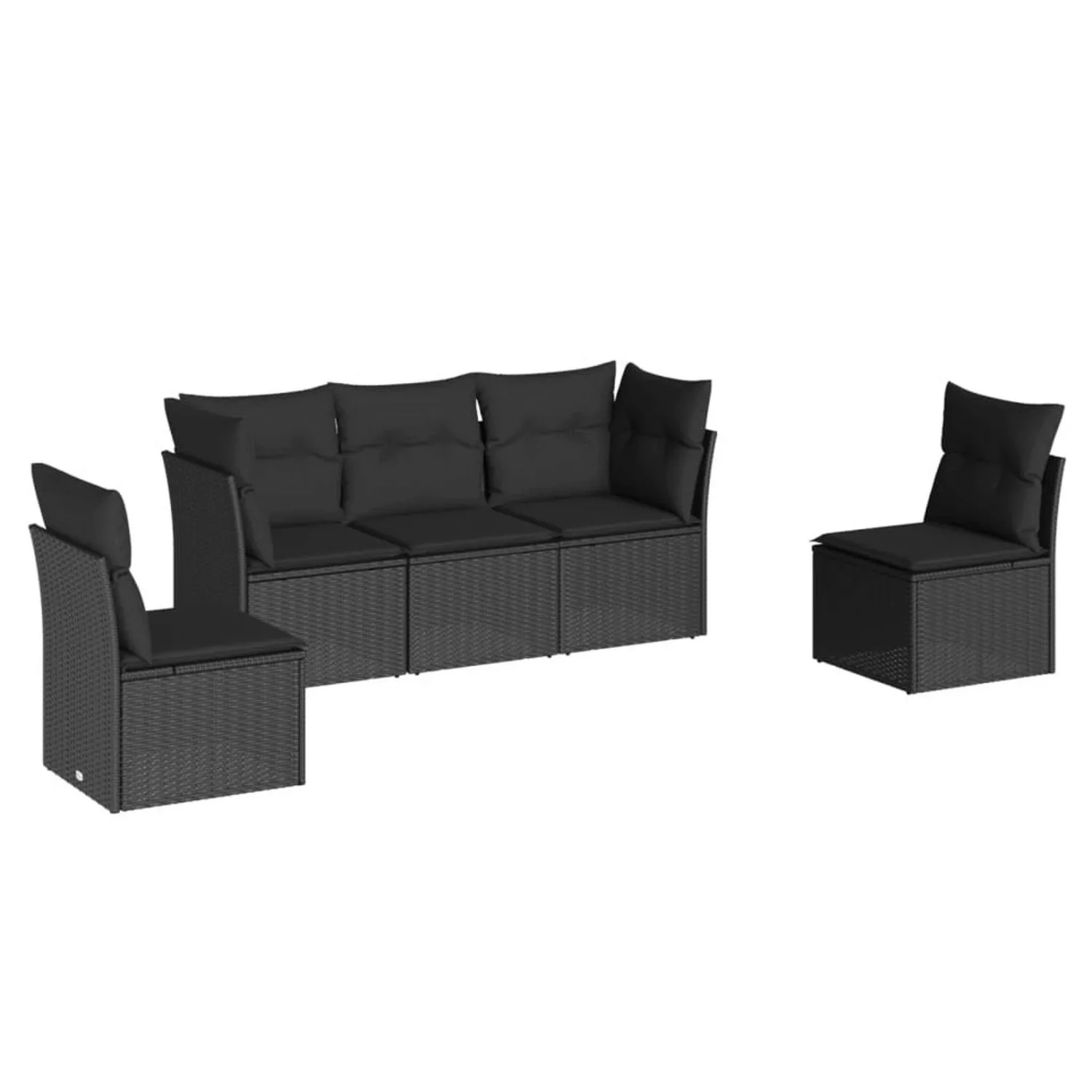 vidaXL 5-tlg Garten-Sofagarnitur mit Kissen Schwarz Poly Rattan Modell 2 günstig online kaufen