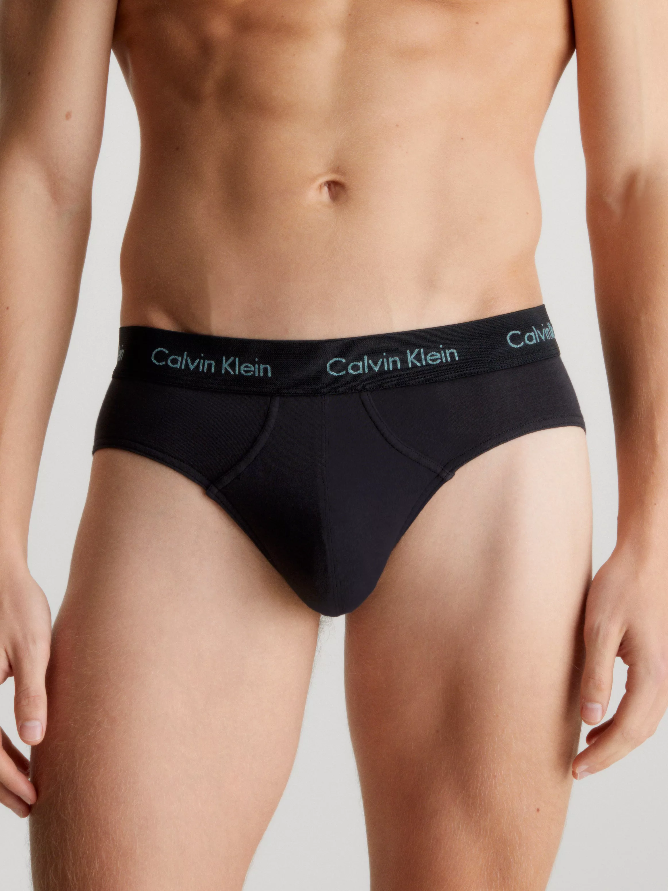 Calvin Klein 3-er Set Hip Briefs Schwarz mit verschiedenfarbigen Webbund günstig online kaufen