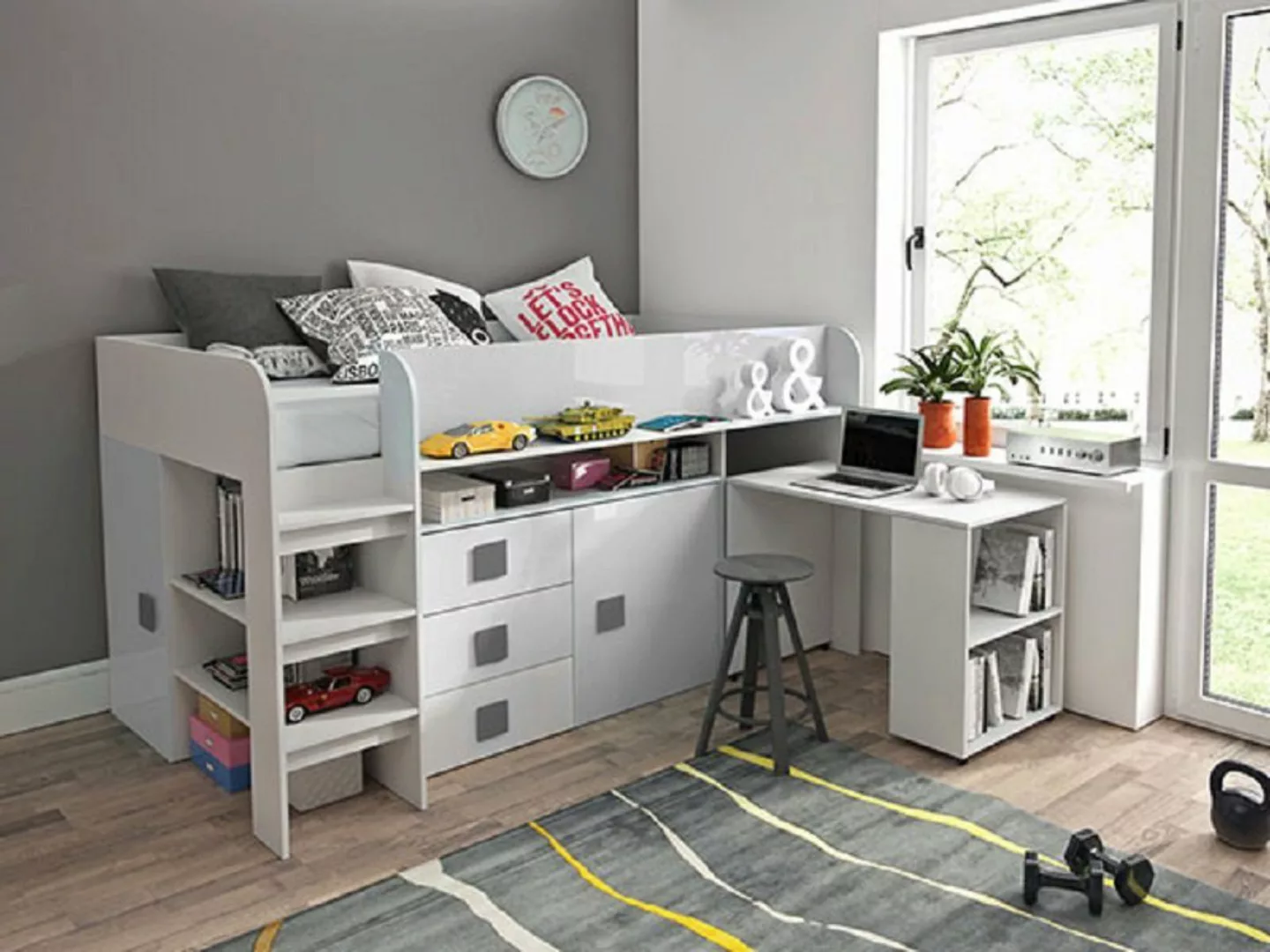 Feldmann-Wohnen Hochbett TOLEDO 1 (Etagenbett mit Schreibtisch + 2 Schränke günstig online kaufen