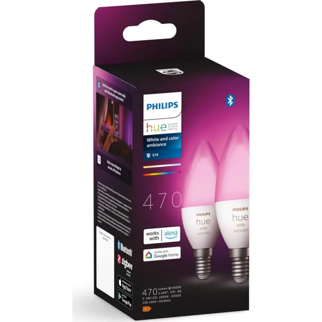 Smart Glühbirne Philips Mood Lights Weiß E14 G 470 Lm (2 Stück) (6500 K) günstig online kaufen