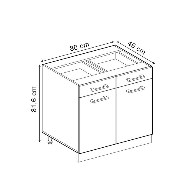 Vicco Unterschrank R-Line, Goldkraft Eiche/Weiß, 80 cm ohne Arbeitsplatte günstig online kaufen