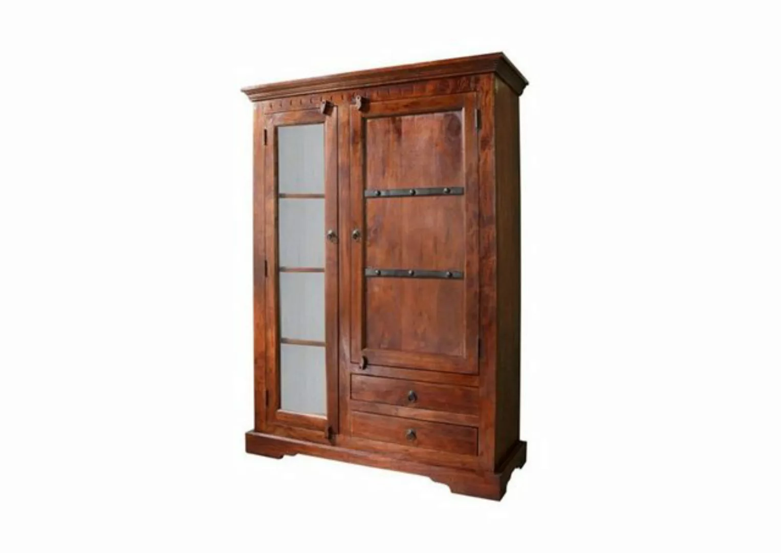 Massivmoebel24 Standvitrine (Vitrine Akazie 110x45x155 nougat lackiert OXFO günstig online kaufen