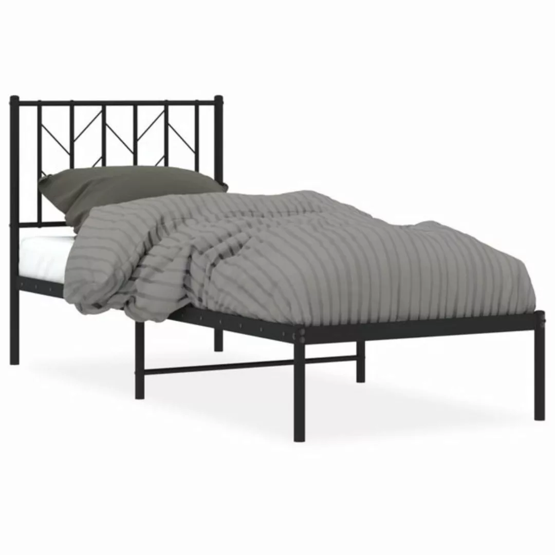 vidaXL Bett Bettgestell mit Kopfteil Metall Schwarz 75x190 cm günstig online kaufen