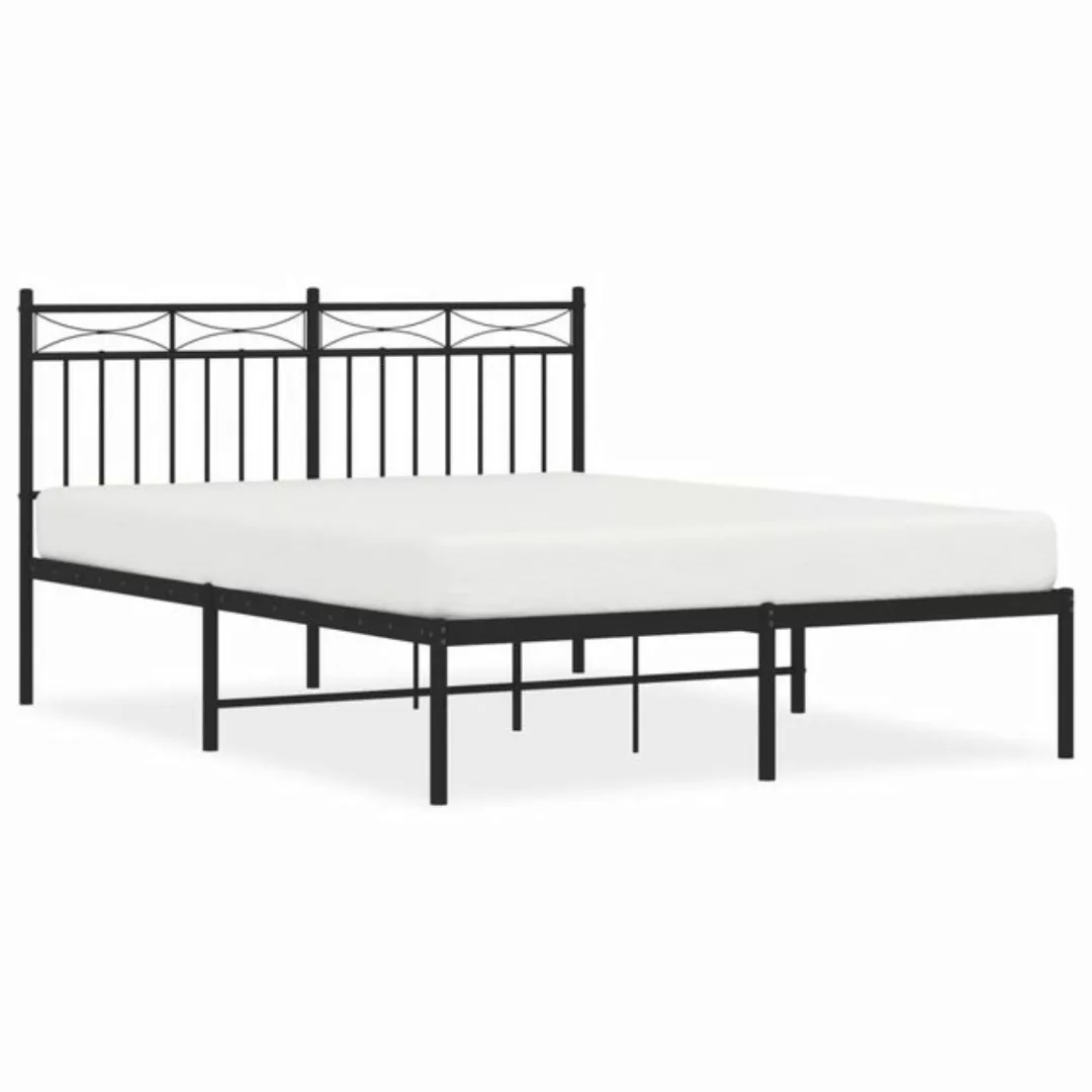 vidaXL Bettgestell Bettrahmen mit Kopfteil Metall Weiß 140x200 cm Bett Bett günstig online kaufen