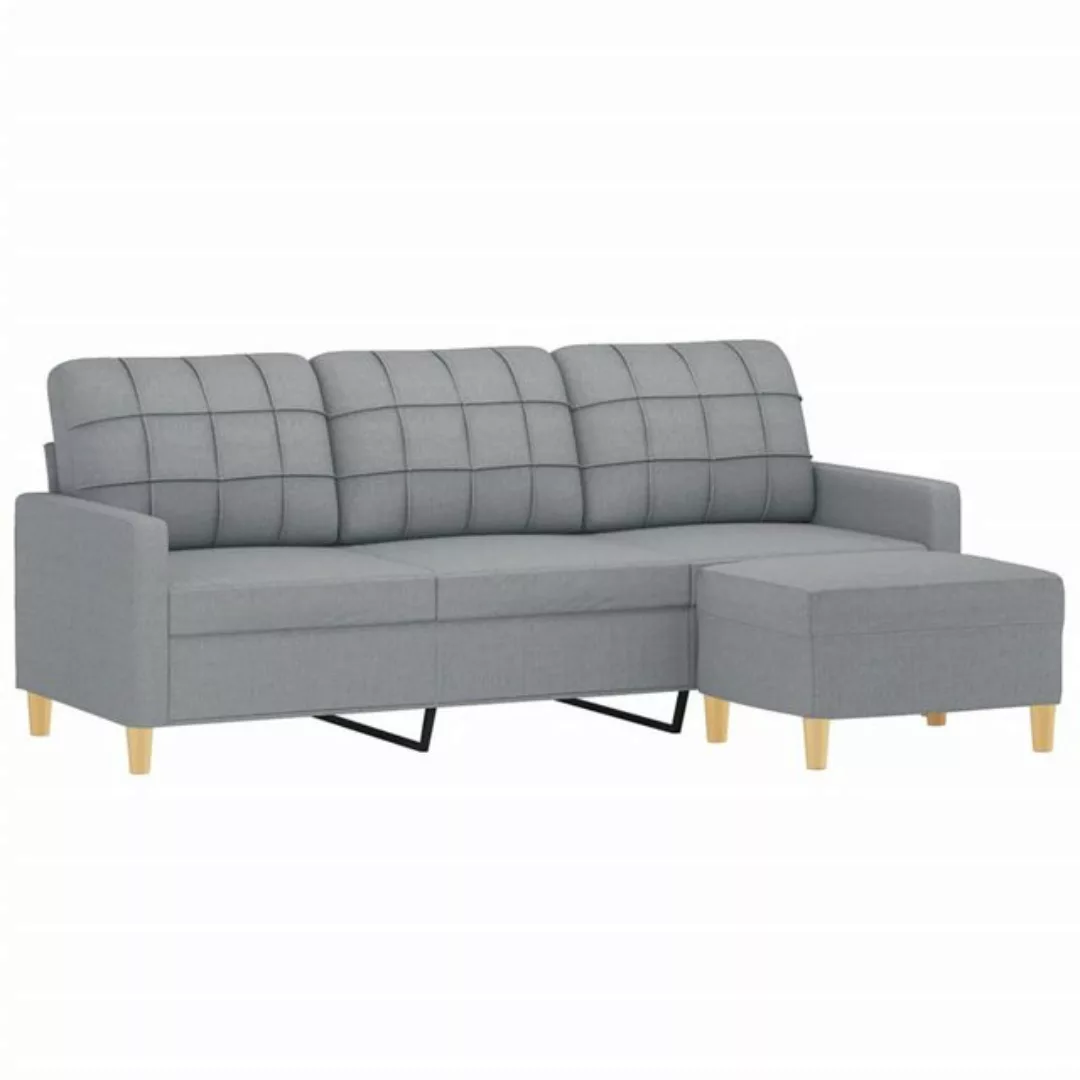 vidaXL Sofa 3-Sitzer-Sofa mit Hocker Hellgrau 180 cm Stoff günstig online kaufen