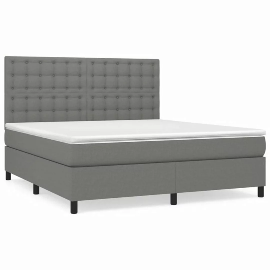 vidaXL Boxspringbett Boxspringbett mit Matratze Dunkelgrau 180x200 cm Stoff günstig online kaufen