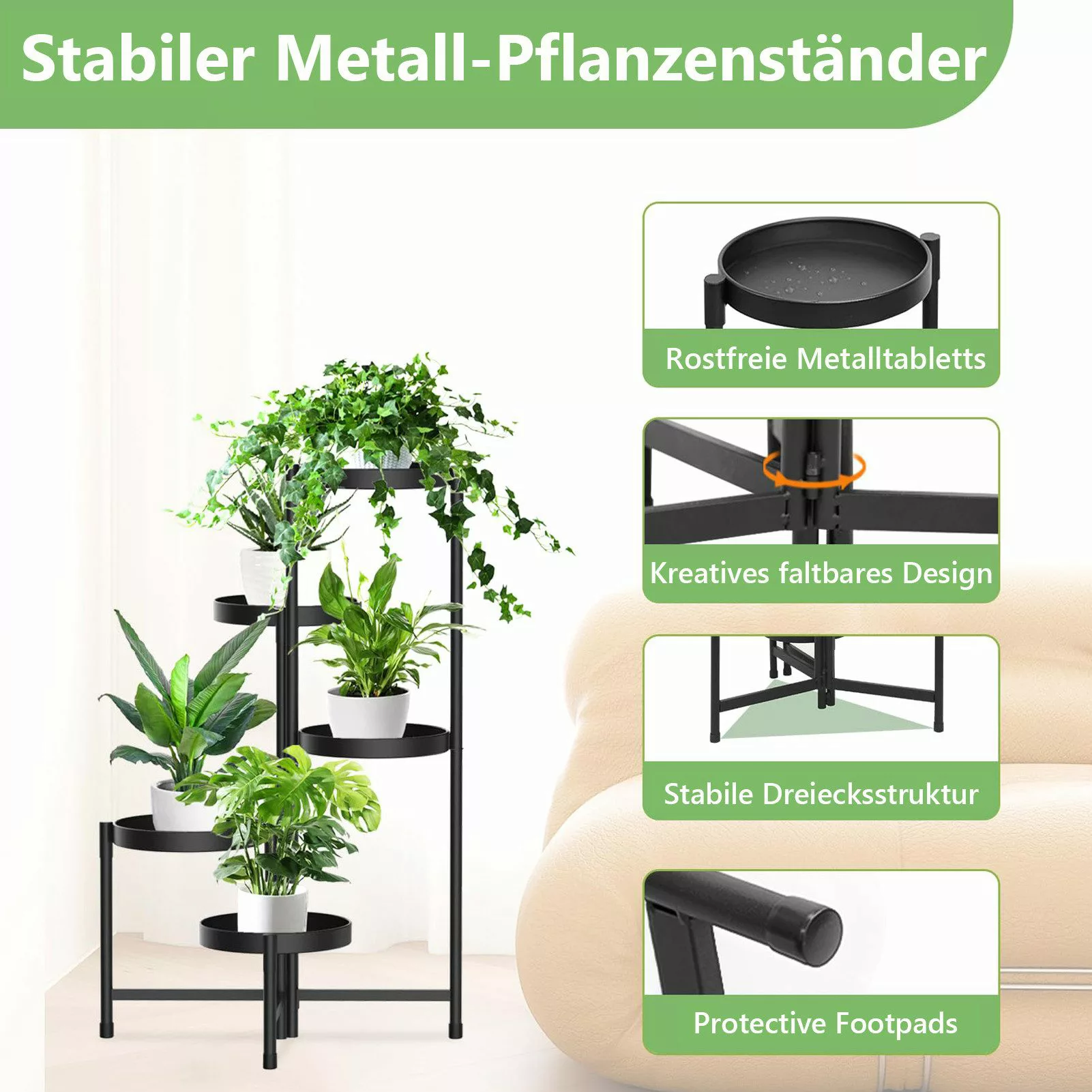 LMaxhome Blumenständer Metall Pflanzenregal Mehrstöckig Blumentreppe günstig online kaufen