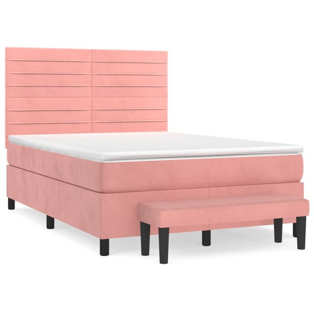 vidaXL Boxspringbett mit Matratze Rosa 140x190 cm Samt1350811 günstig online kaufen