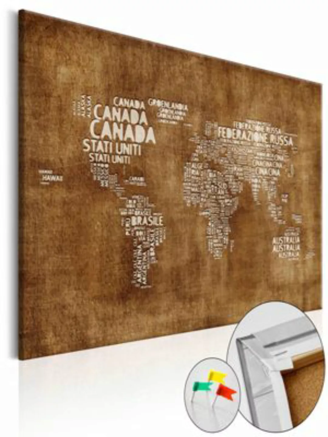 artgeist Pinnwand Bild The Lost Map [Cork Map - Italian Text] braun-kombi G günstig online kaufen