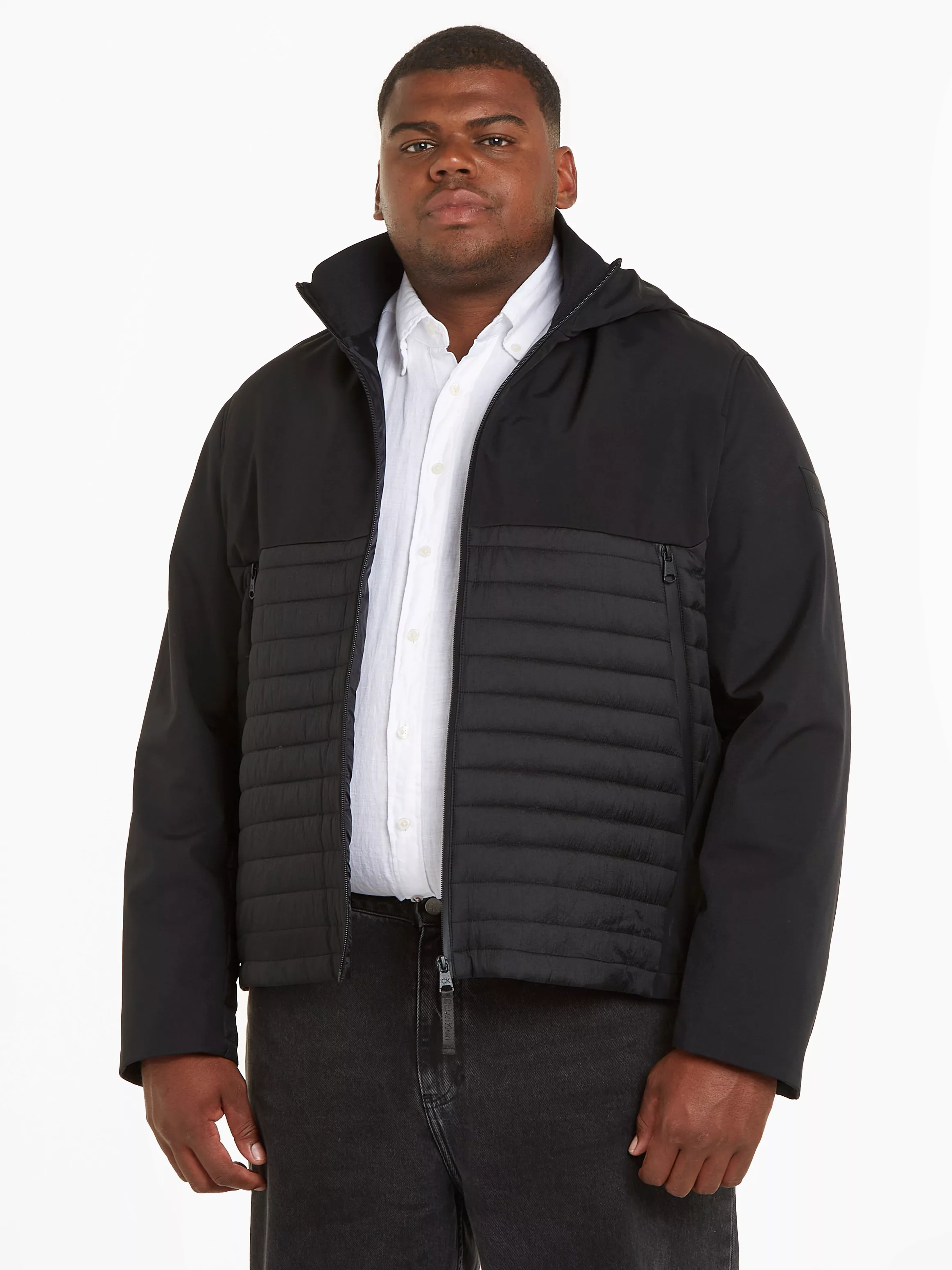 Calvin Klein Big&Tall Outdoorjacke "BT QUILTED MIX MEDIA JACKET HOOD", mit günstig online kaufen