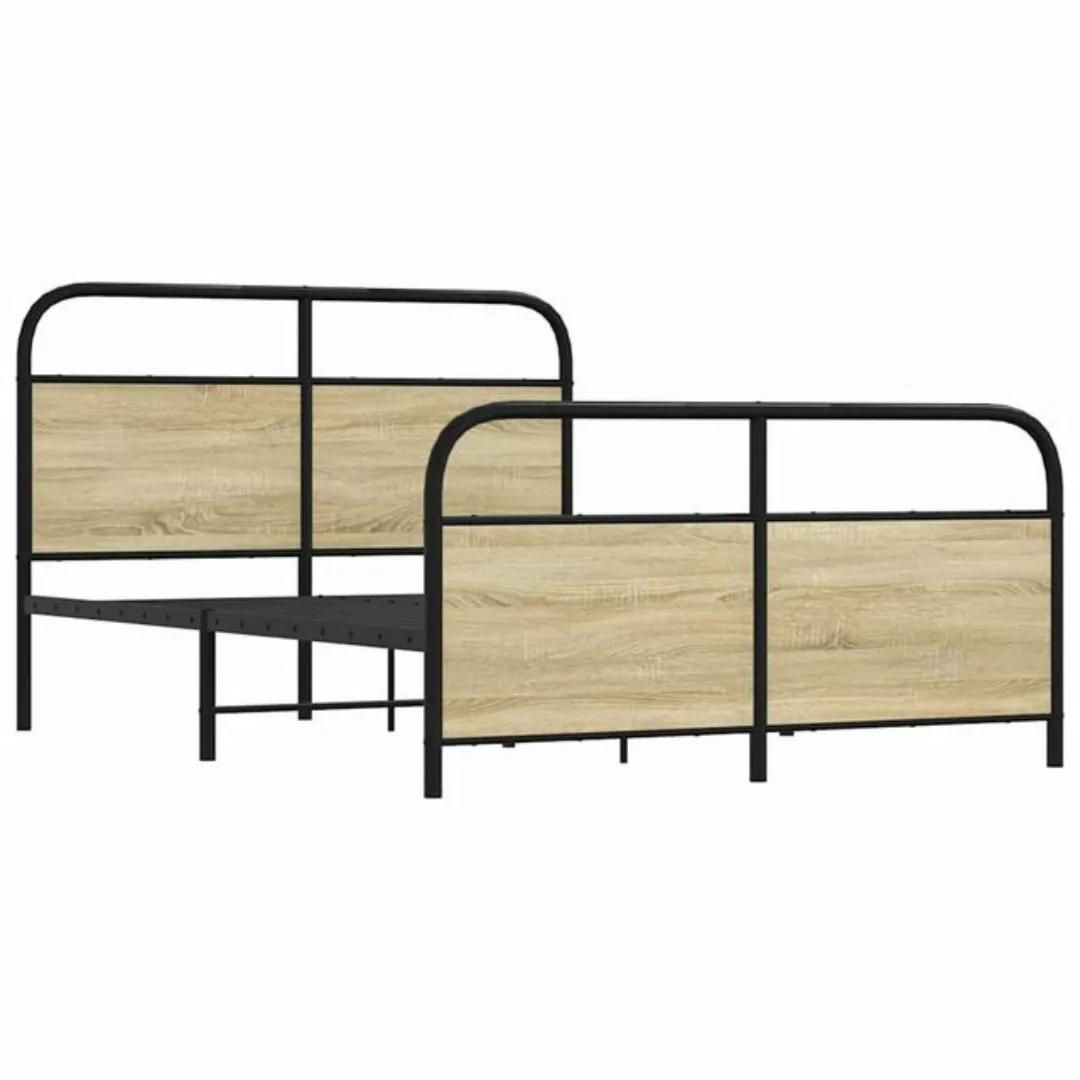 vidaXL Bett Metallbett ohne Matratze Sonoma-Eiche 137x190 cm günstig online kaufen