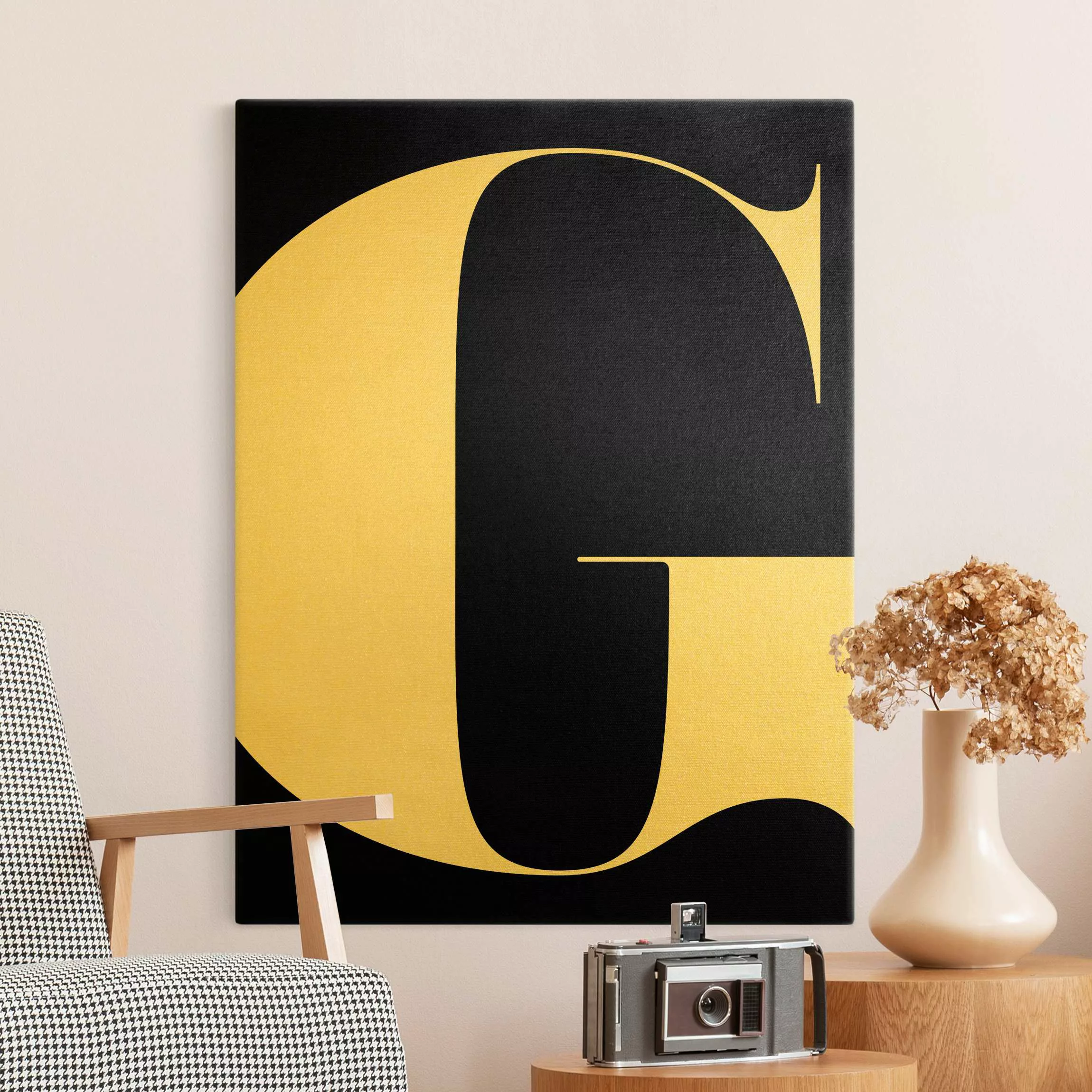 Leinwandbild Gold Antiqua Letter G Schwarz günstig online kaufen