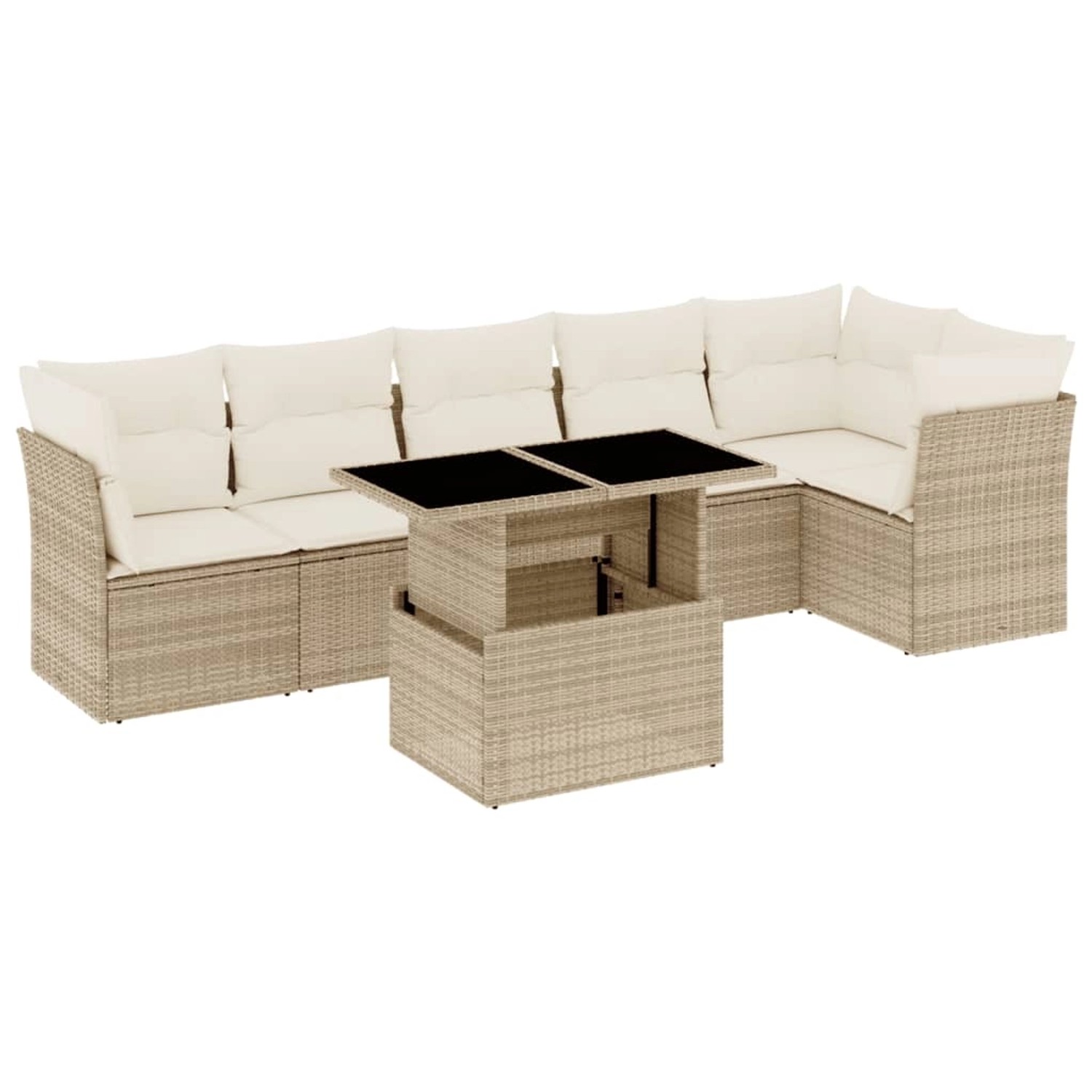 vidaXL 7-tlg Garten-Sofagarnitur mit Kissen Beige Poly Rattan Modell 400 günstig online kaufen