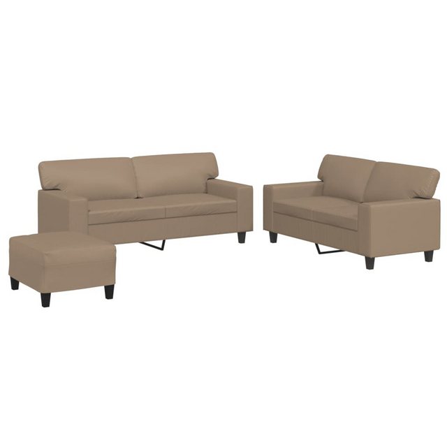 vidaXL Sofa 3-tlg. Sofagarnitur Cappuccino-Braun Kunstleder günstig online kaufen