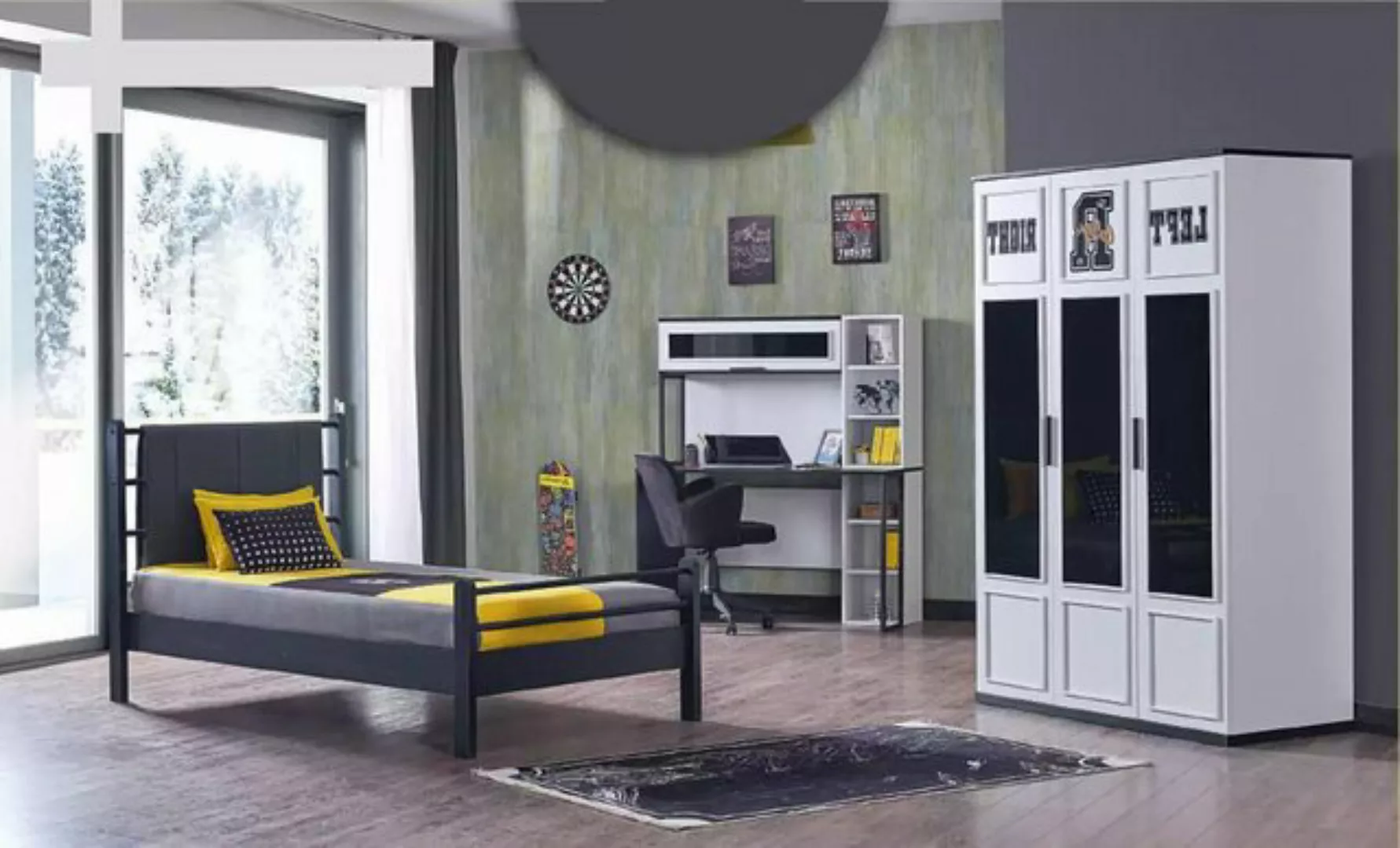 Xlmoebel Bett Jugendzimmer-Set in Schwarz und Weiß für Kinder- oder Jugendz günstig online kaufen