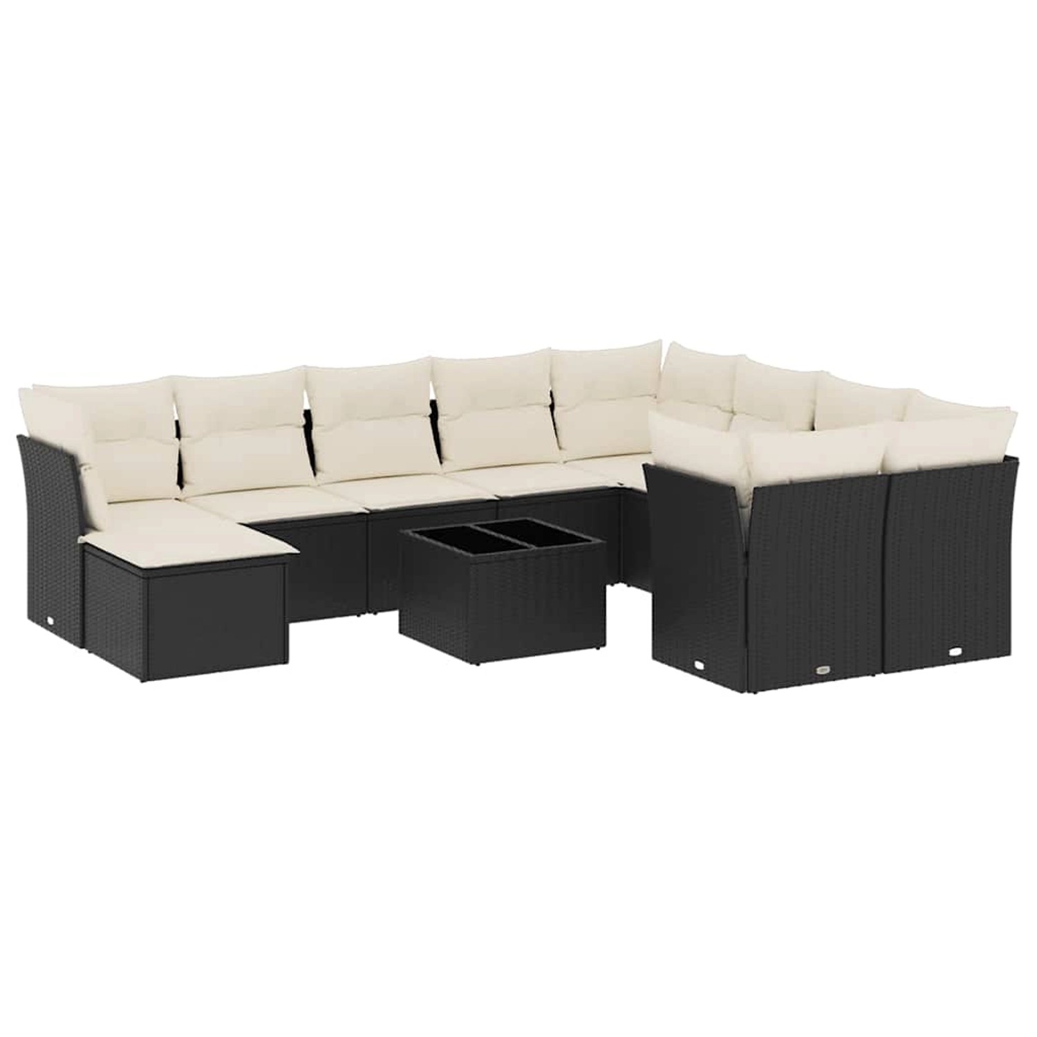 vidaXL 11-Tlg Garten-Sofagarnitur mit Kissen Schwarz Poly Rattan 3250435 günstig online kaufen