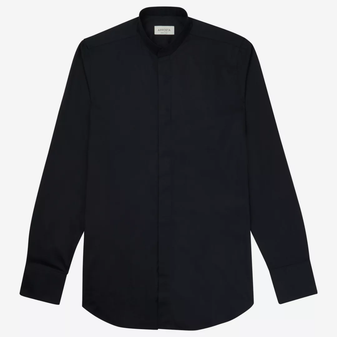Hemd  einfarbig  schwarz 100% reine baumwolle twill doppelt gezwirnt, krage günstig online kaufen