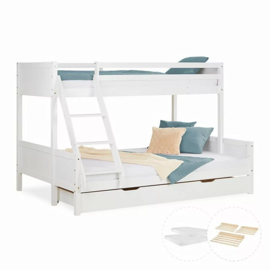 Homestyle4u Etagenbett Kinderbett 90x200 oder 140x200 Weiß oder Grau Holz 2 günstig online kaufen