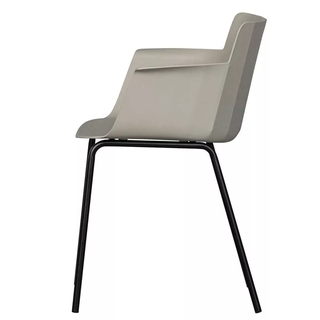 Outdoor Stühle aus Kunststoff und Metall Hellgrau und Schwarz (4er Set) günstig online kaufen