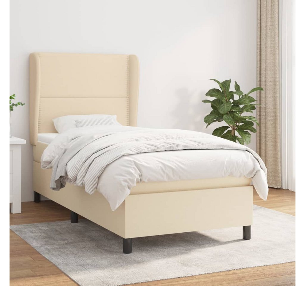 vidaXL Boxspringbett Boxspringbett mit Matratze Creme 100x200 cm Stoff Bett günstig online kaufen