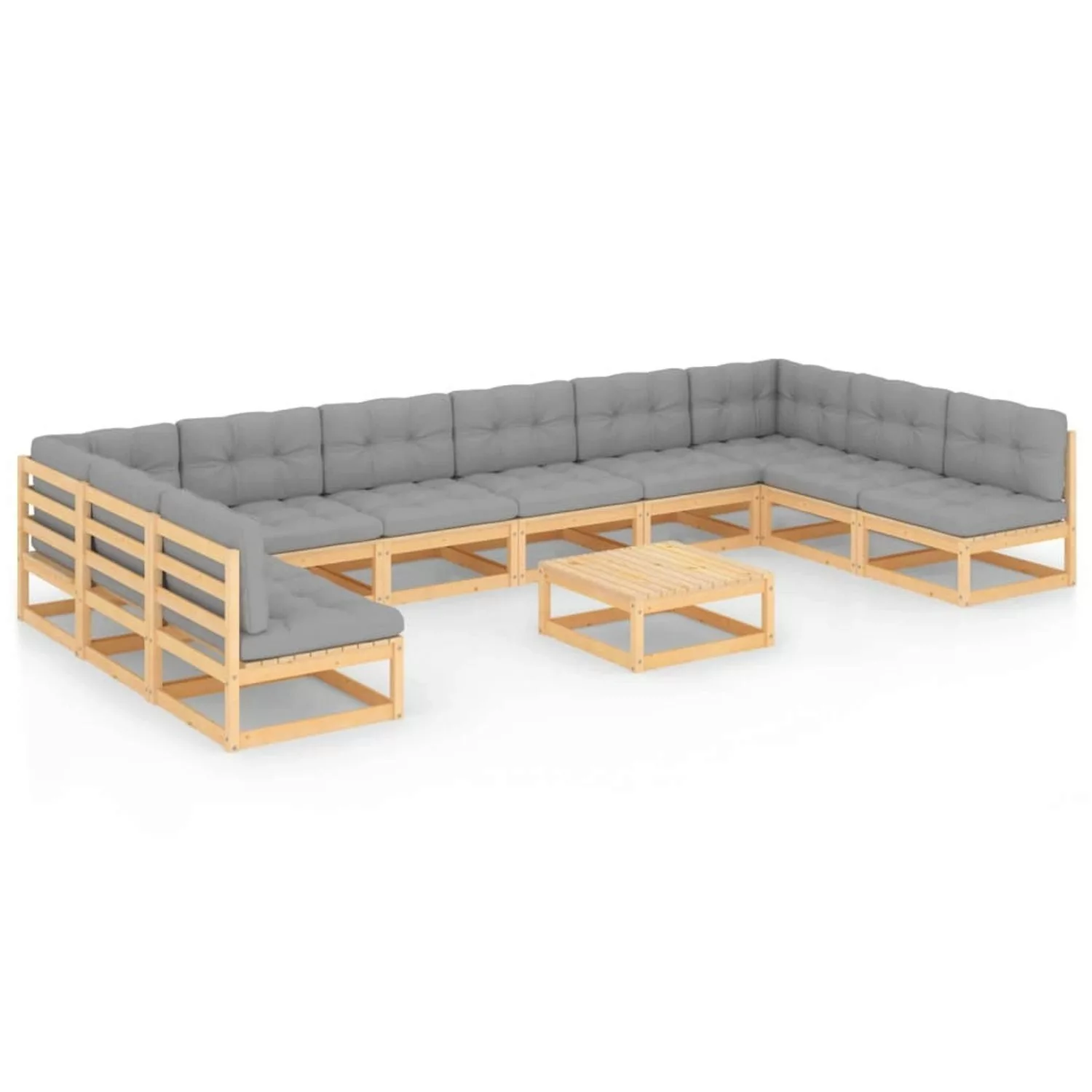 11-tlg. Garten-lounge-set Mit Kissen Kiefer Massivholz günstig online kaufen