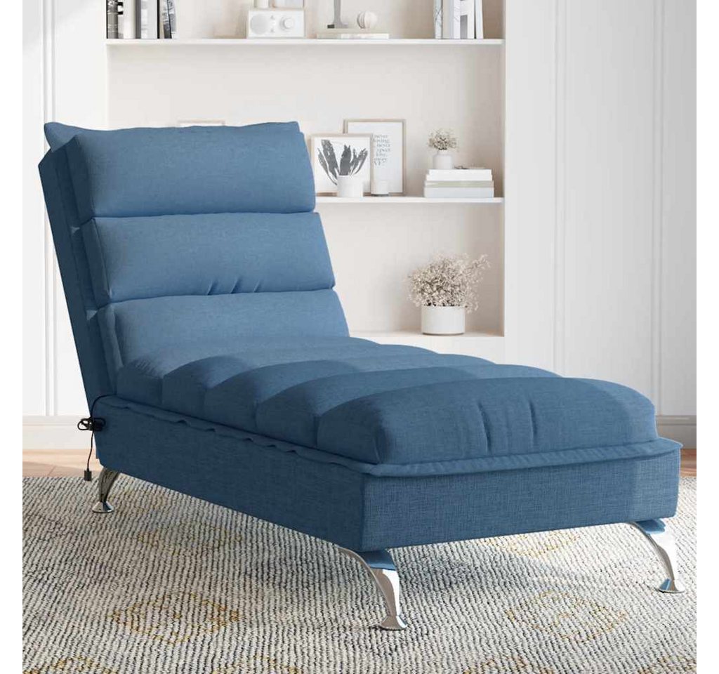 vidaXL Chaiselongue, Massage-Chaiselongue mit Kissen Blau Stoff günstig online kaufen