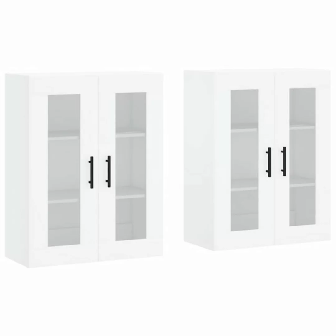 vidaXL Hängeschrank Wandschränke 2 Stk Weiß Spanplatte Glas Vitrine Hängesc günstig online kaufen