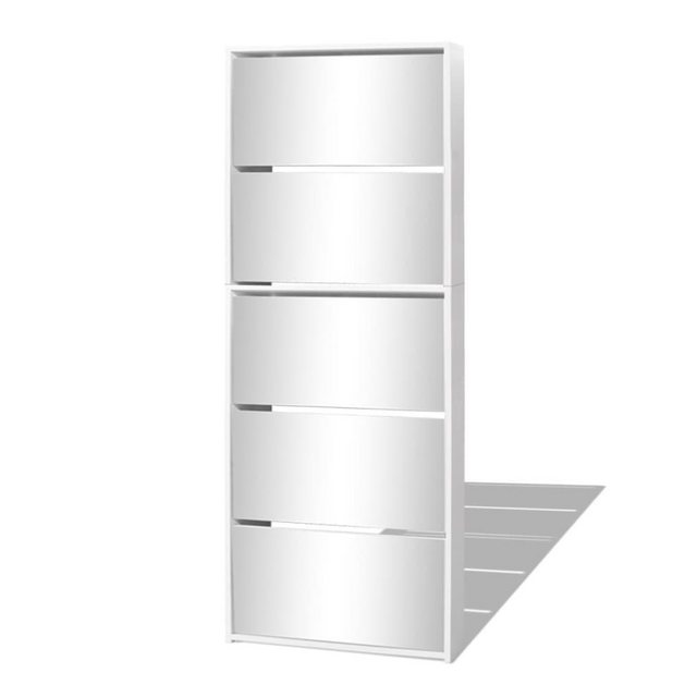 furnicato Schuhschrank mit 5 Fächern Spiegel Weiß 63×17×169,5 cm günstig online kaufen